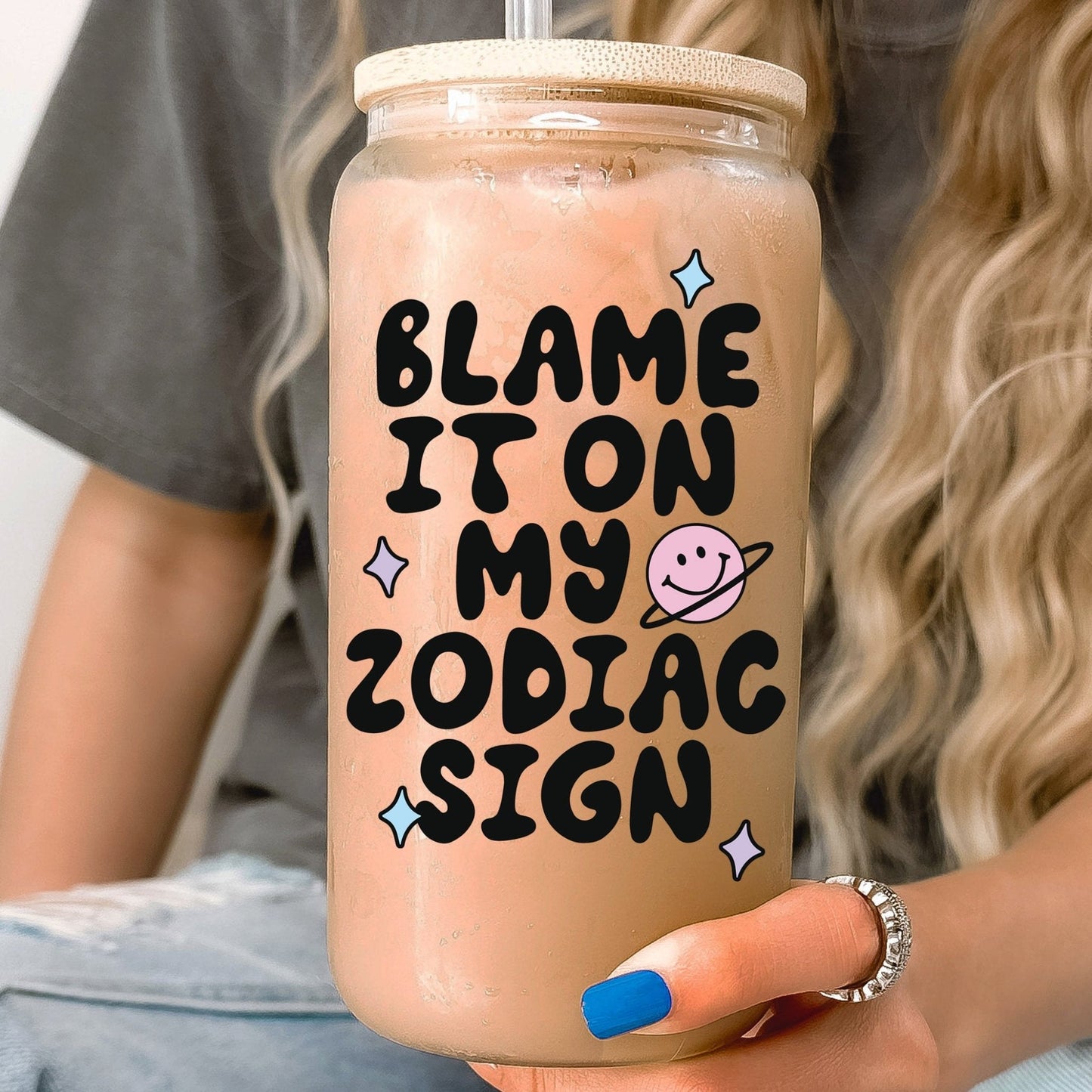 Blame It On My Zodiac Cup With Lid and Straw