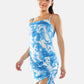 Blue Tie Dye Bodycon Ruched Slip Dress