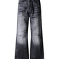 BLACK DISTRESSED BOOTCUT DENIM