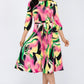 Brushed Print Midi Dress