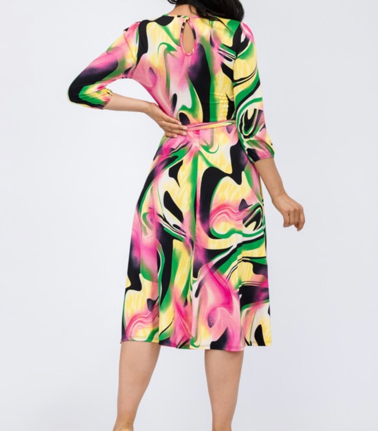 Brushed Print Midi Dress