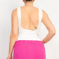Built In Bra Double Layered Bodysuit - Backless Sleeveless Scoop Neck for Effortless Style