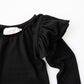 Black L/S Flutter Sleeve Leotard