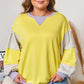 Yellow Striped Color Block Patchwork Crewneck Pullover Sweatshirt