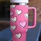 Rose Red Valentines Heart Printed Thermos Cup with Handle 40oz