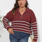 Zip-Up Striped Sweater