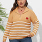 Zip-Up Striped Sweater