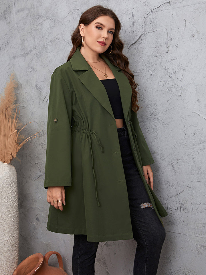 Honey Lapel Collar Roll-Tab Sleeve Trench Coat