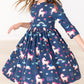 Painted Skies 3/4 Sleeve Pocket Twirl Dress