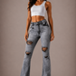 Storm Bell Bottom Jean in Charcoal Grey