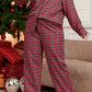 Red Plaid Printed Shirt and Pants Lounge Set