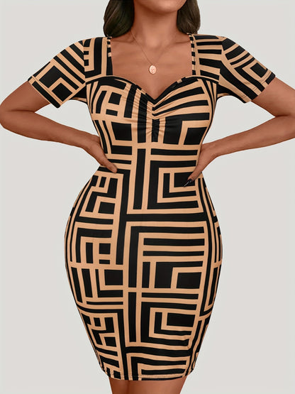 Sweetheart Neck Short Sleeve Mini Dress