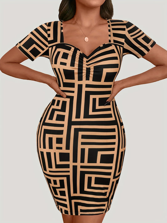 Sweetheart Neck Short Sleeve Mini Dress