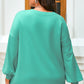 Sea Green Drop Shoulder V Neck Pullover Top and Drawstring Short Set