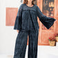 Round Neck Flare Sleeve Top and Pants Set