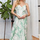 Print Spaghetti Strap Maxi Dress in Green