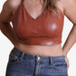 Nude Shade Faux Leather Bralette