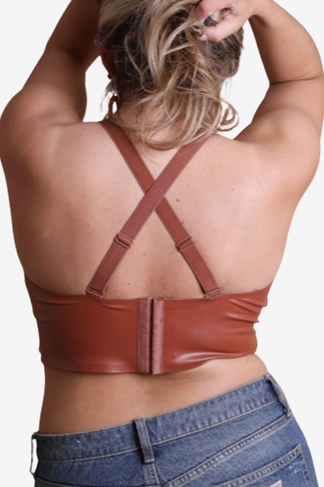 Nude Shade Faux Leather Bralette