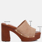 Cartera Soft Suede High Block Heel Clogs