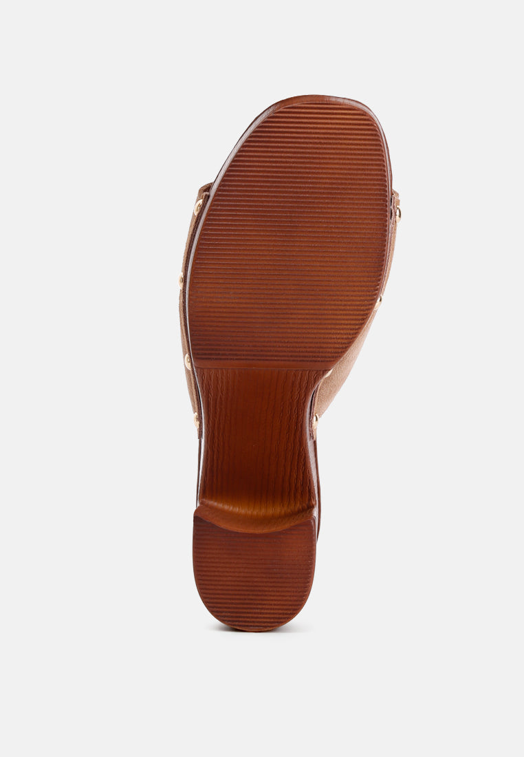 Cartera Soft Suede High Block Heel Clogs