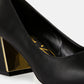 Casey Metallic Detail Block Heel Pumps