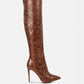 Catalina Snake Print Stiletto Knee Boots