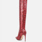 Catalina Snake Print Stiletto Knee Boots