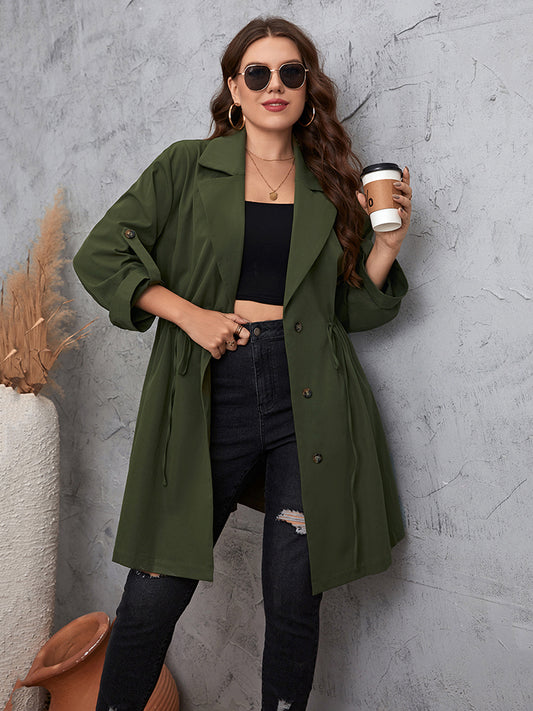 Honey Lapel Collar Roll-Tab Sleeve Trench Coat