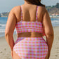 Pink Plaid Print High Waist Bikini Set
