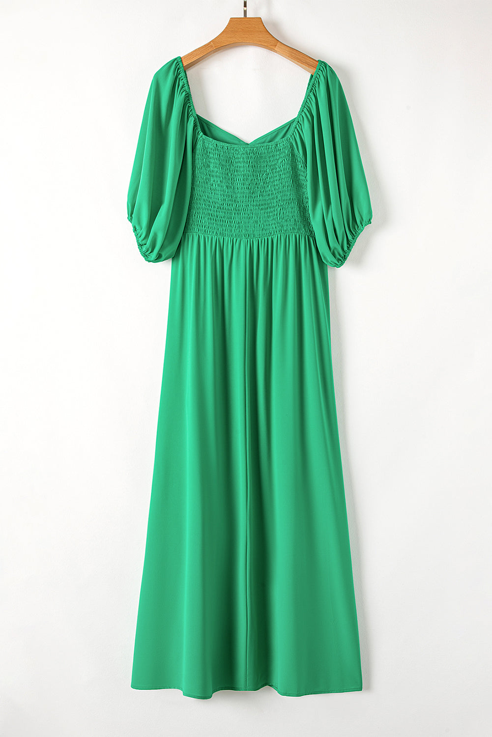 Ruched Front Puff Sleeve Long Dress