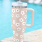 Parchment Floret Print Stainless Tumbler With Lid And Straw 40oz