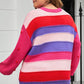 Color Block Pom-Pom Trim Sweater
