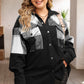 Plaid Snap Down Jacket with Pockets