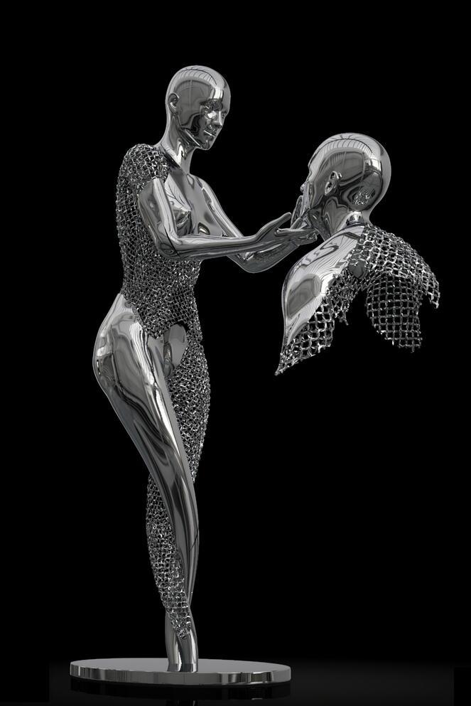 Metal Statue Art Canvas