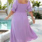 Wisteria Swiss Dot Smocked Frilled Neckline Short Sleeve Dress