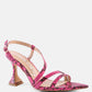 Cherry Tart Snake Print Spool Heel Sandals