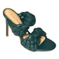 Chic Emerald Green Double Braided Mule Sandals with 4-Inch Heel for Stylish Comfort