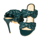 Chic Emerald Green Double Braided Mule Sandals with 4-Inch Heel for Stylish Comfort