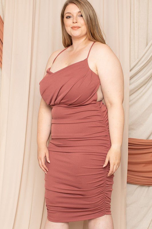 CURVE CRISS CROSS OPEN BACK PLUS SIZE MINI DRESS