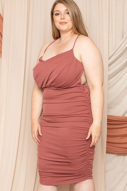 CURVE CRISS CROSS OPEN BACK PLUS SIZE MINI DRESS