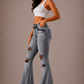 Storm Bell Bottom Jean in Charcoal Grey