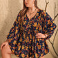 Floral Tie Neck Balloon Sleeve Romper