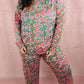 Green Printed Long Sleeve and Pants Lounge Set