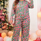 Green Printed Long Sleeve and Pants Lounge Set
