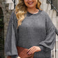 Waffle-Knit Round Neck Dropped Shoulder Sweater