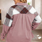 Plaid Snap Down Jacket with Pockets