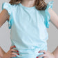 Aqua S/S Ruffle Tee