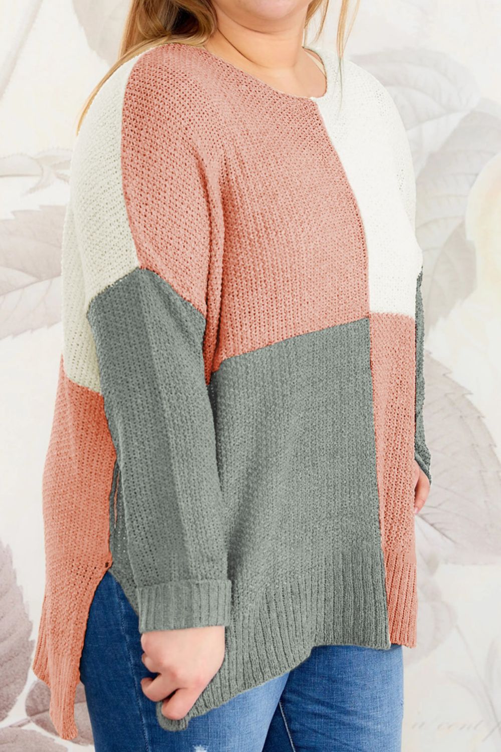 Color Block Round Neck Sweater