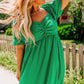 Ruched Front Puff Sleeve Long Dress