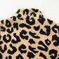 Khaki Leopard Sherpa Button Front Collared Vest Jacket